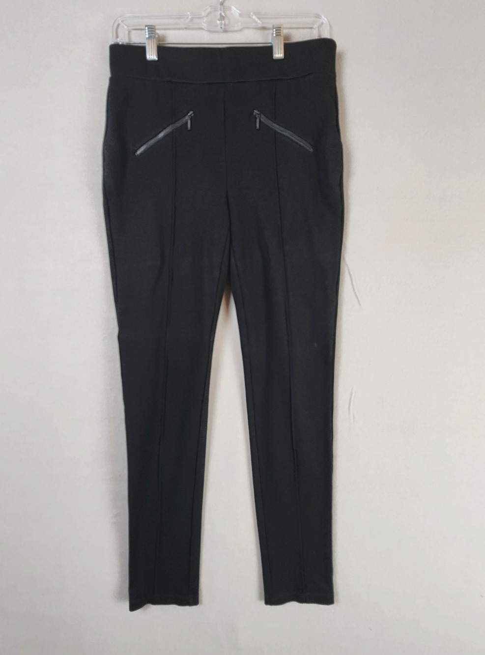 Zenergy by Chico’s Slim Pants Women US Size 4 Black Zip Pockets Stretch Pull-On